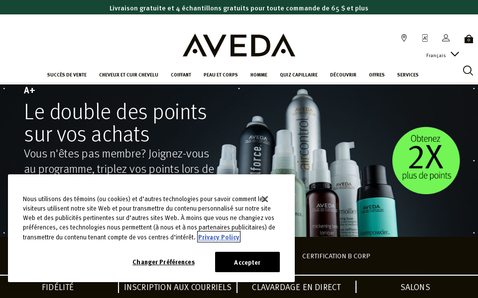 fr.aveda.ca/ screen capture