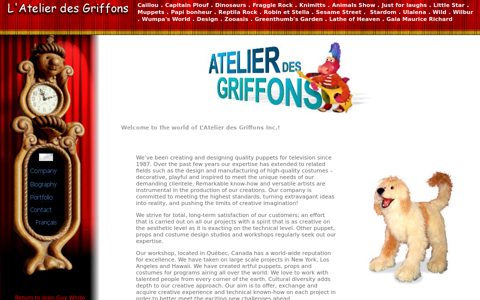 jeanguywhite.com/griffons/index.html screen capture