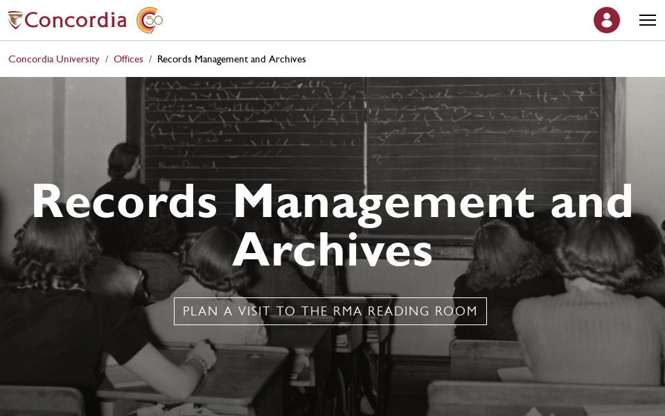 www.concordia.ca/offices/archives.html screen capture