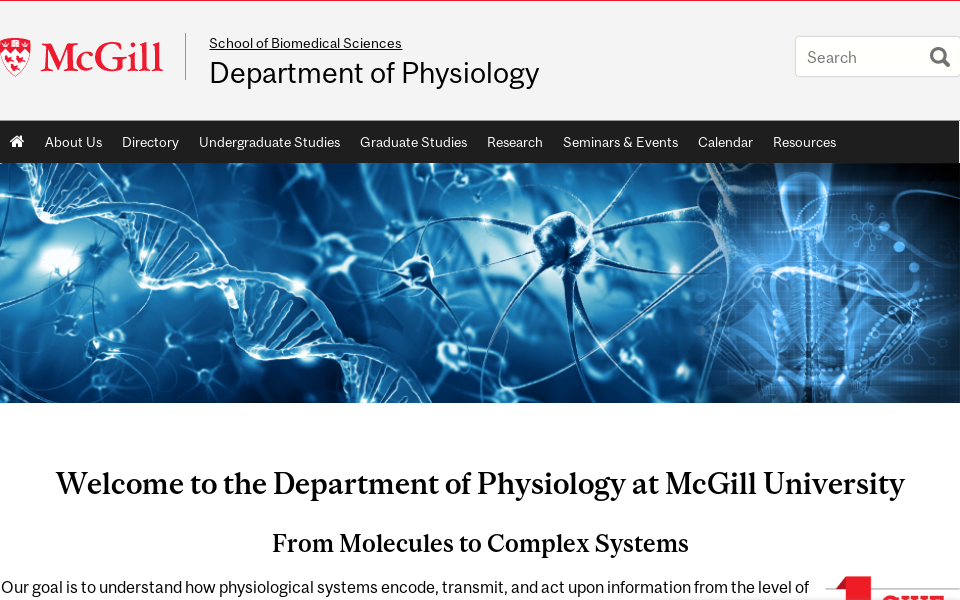 www.mcgill.ca/physiology/home-page screen capture