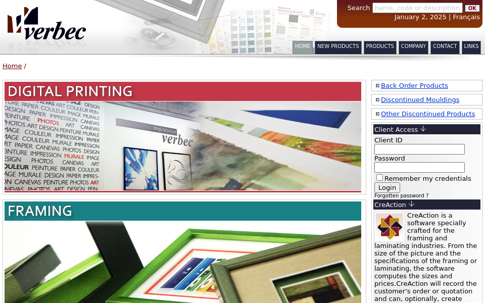 cadresverbec.ca/ screen capture