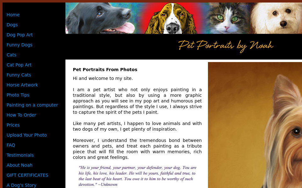 www.petphotoartist.com/ screen capture