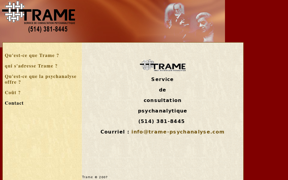 www.trame-psychanalyse.com screen capture