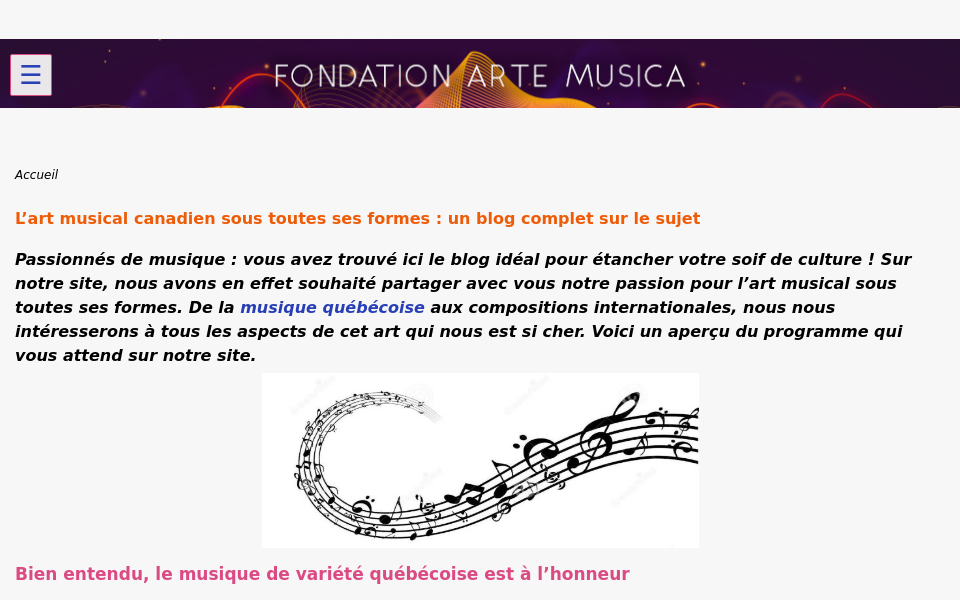 www.fondationartemusica.ca/ screen capture