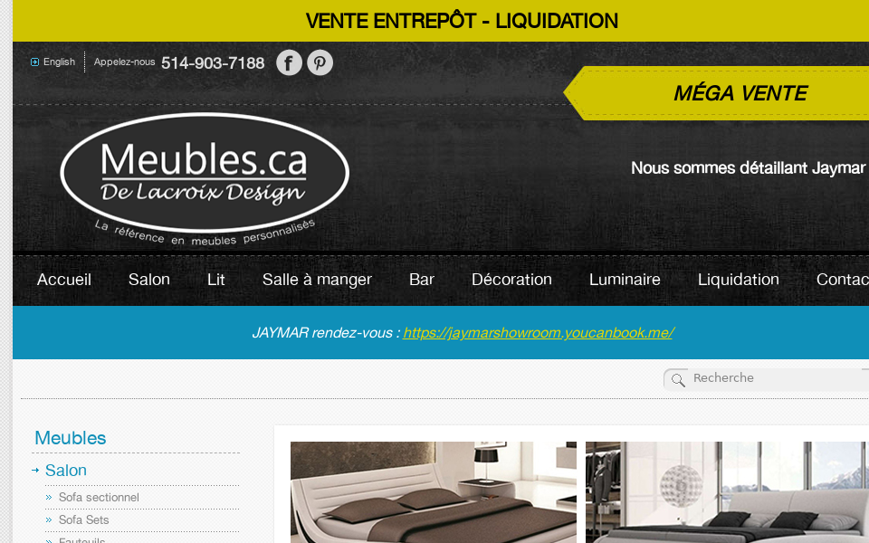 www.meubles.ca/ screen capture