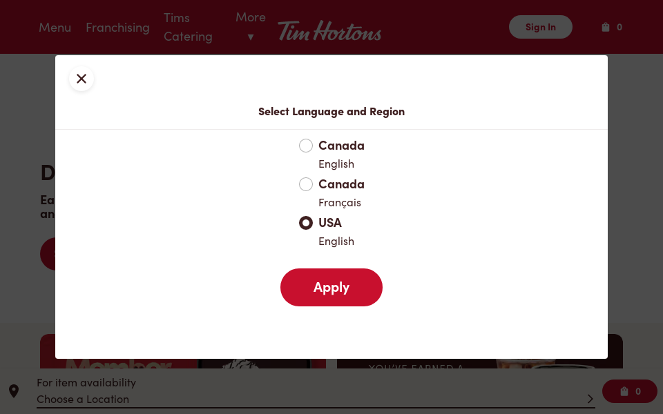 www.timhortons.com/ screen capture