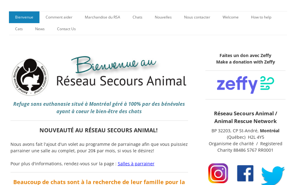 www.reseausecoursanimal.org/ screen capture