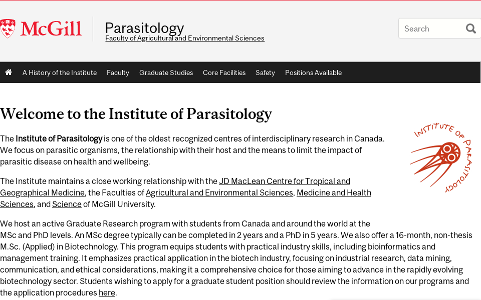 www.mcgill.ca/parasitology/ screen capture