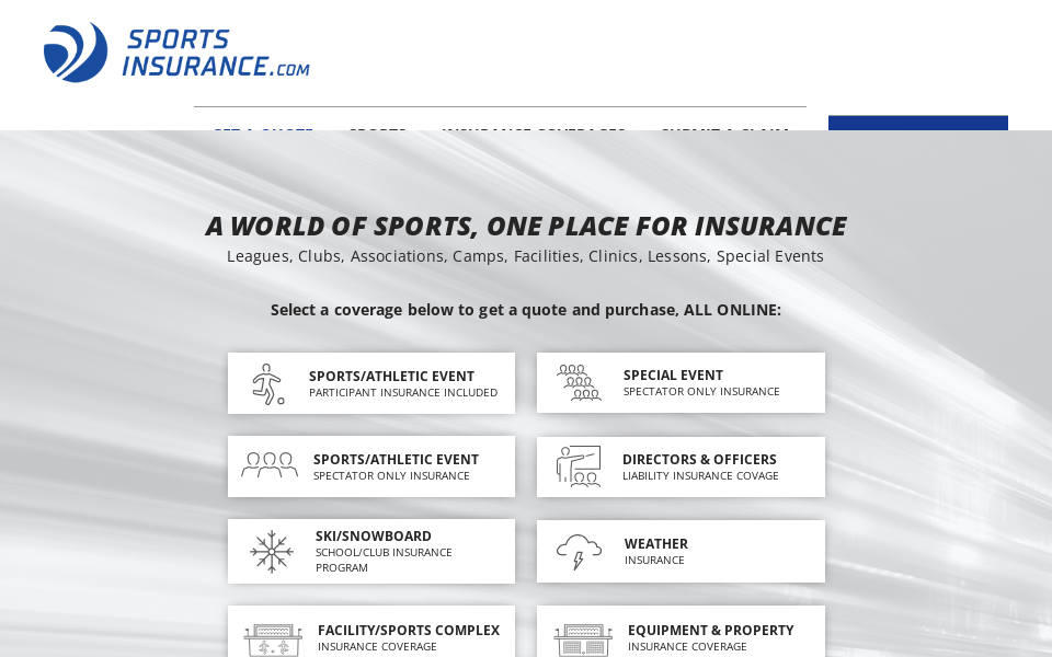 www.sportsinsurance.com/ screen capture