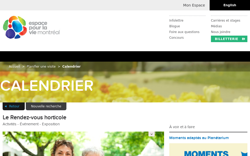 calendrier.espacepourlavie.ca/le-rendez-vous-horticole screen capture