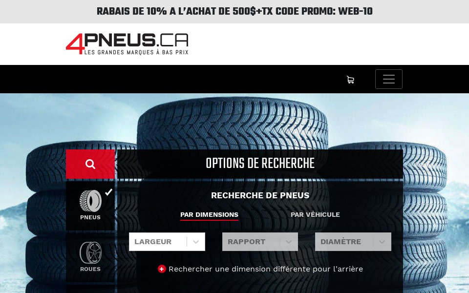 www.4pneus.ca screen capture