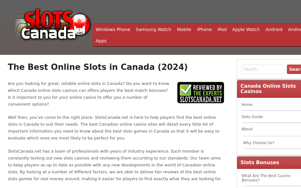 slotscanada.net/ screen capture