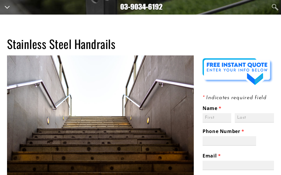 www.melbournestainlesshandrails.com.au/stainless-steel-handrails.html screen capture