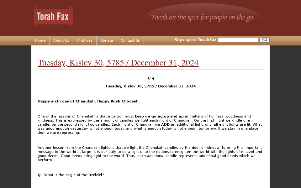 torahfax.net/ screen capture