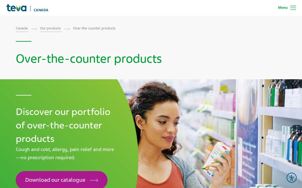 www.tevacanada.com/en/canada/our-products/over-the-counter-products/ screen capture
